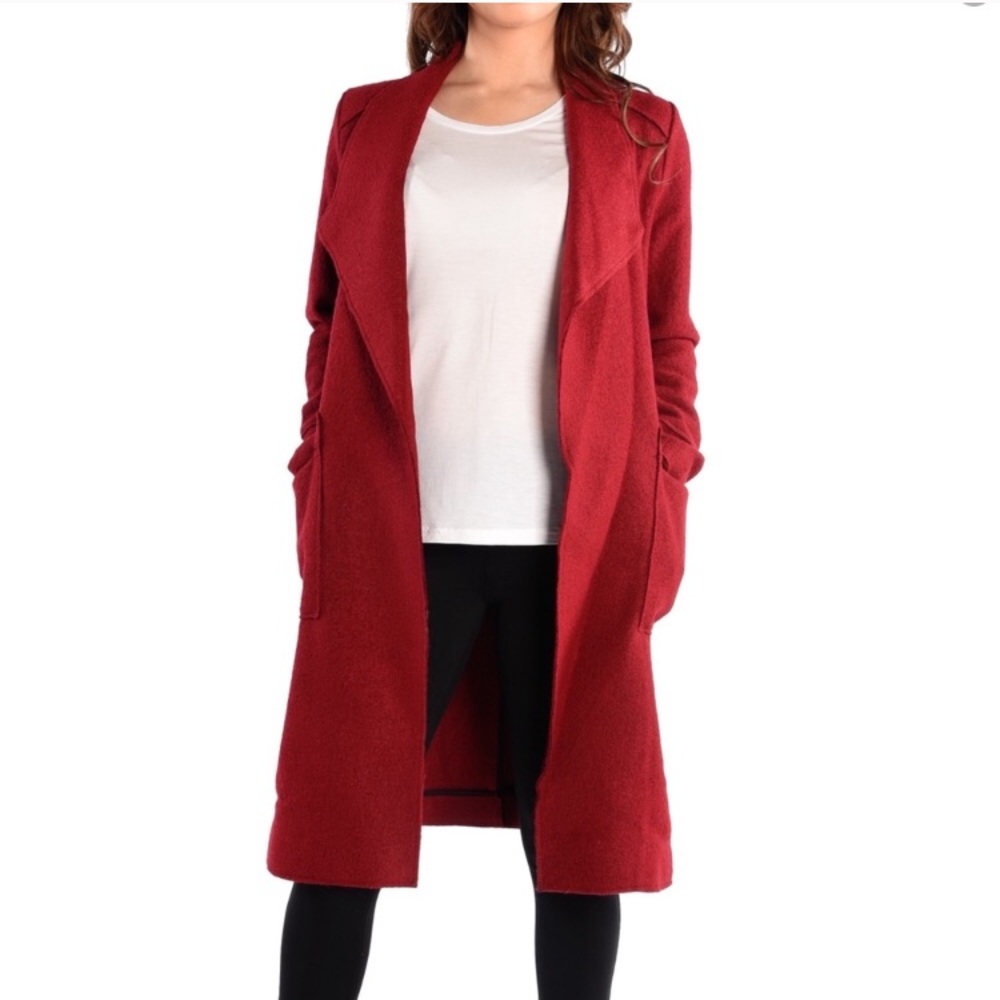 DEX Collection Red Wine Valentine Wool Blend Coat XS